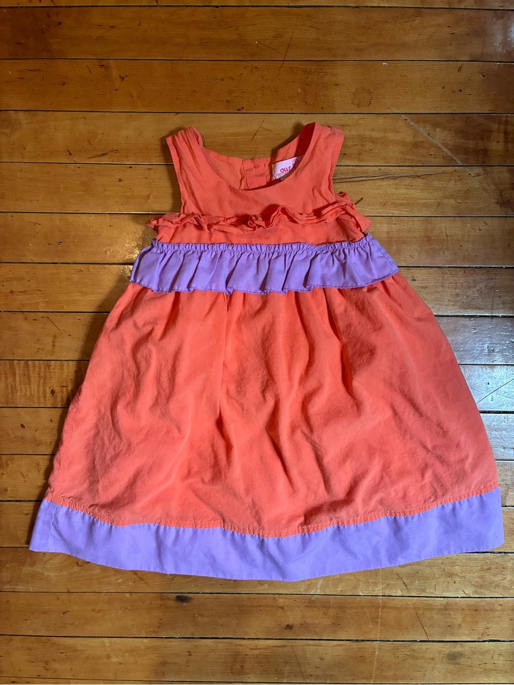 Girls Coral and Lavender Ruffle Sundress